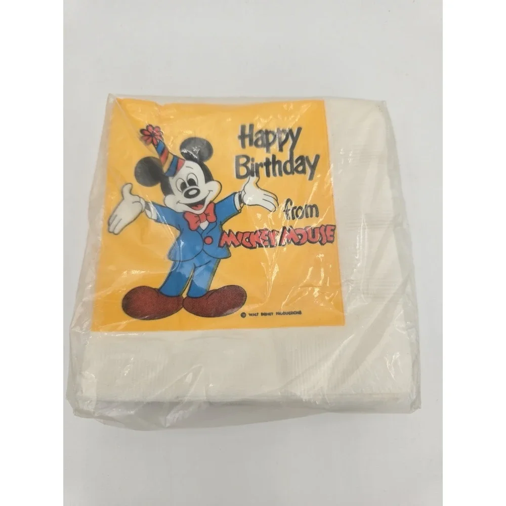 Vintage Mickey Mouse Paper Party Napkins Walt  Disney Productions 1970s